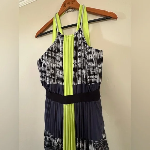 BCBG Constantine maxi dress - blue, green pleated - Picture 4 of 8